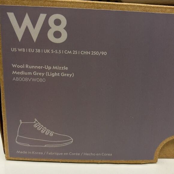 ALLBIRDS Women's Wool Runner-Up Mizzle Medium Light Grey Size 8 New Box - Picture 10 of 11